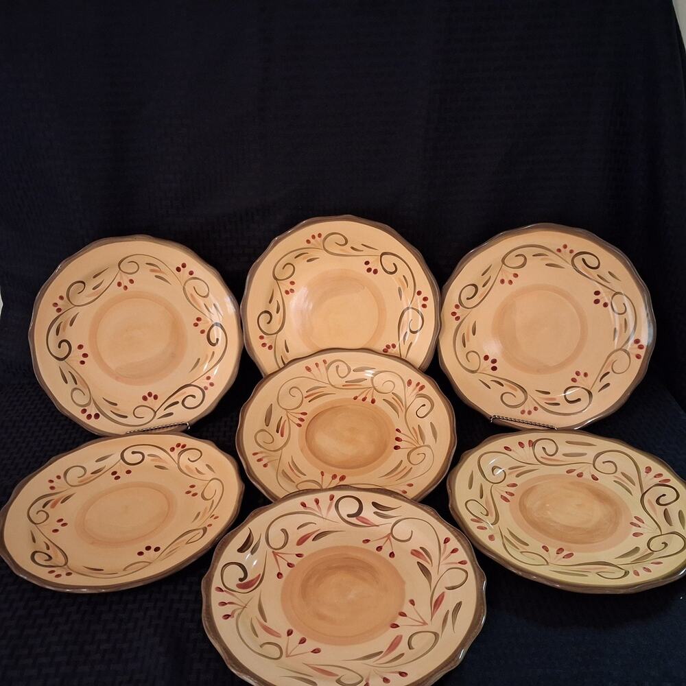 Home Trends Italian Villa Dinner Plates LOT of 7 Stoneware 11"